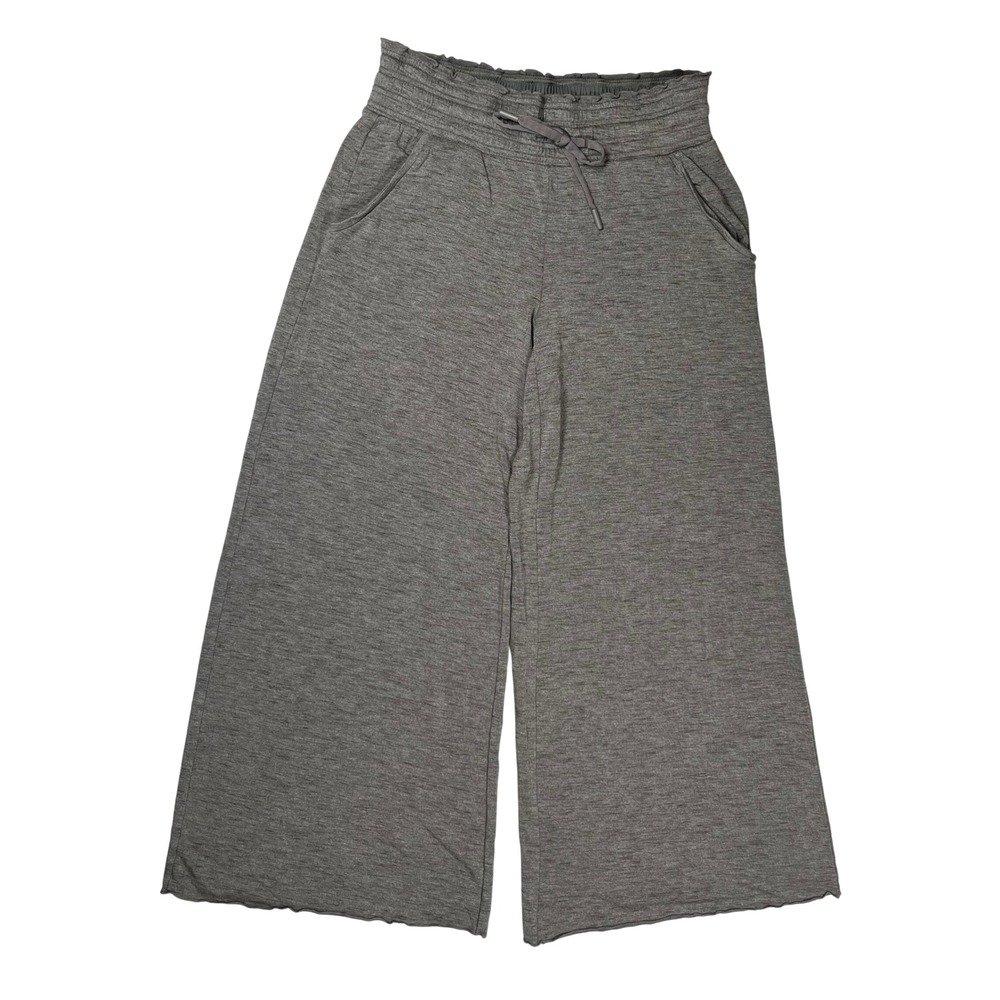 Athleta Balance Wide Leg Crop Pants Women Small Heathered Gray Lounge Comfort